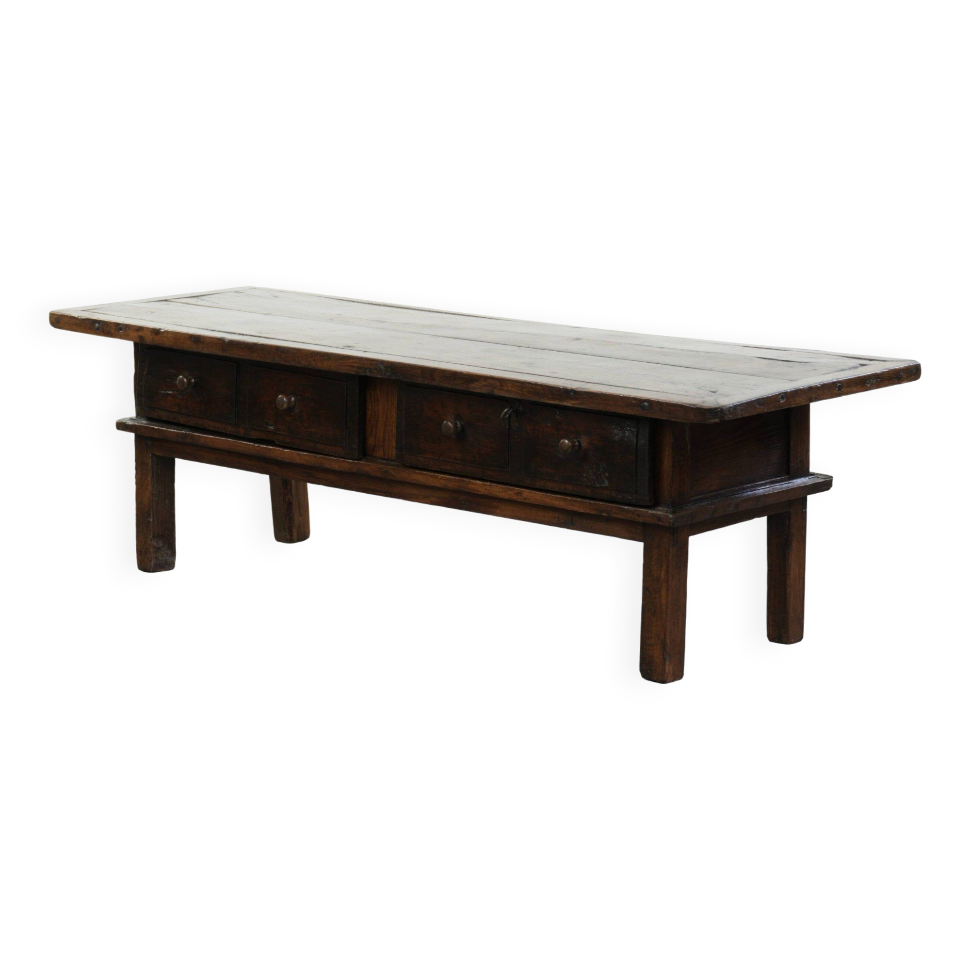 Table basse en bois de châtaignier du XVIIIe siècle d'Europe du Sud