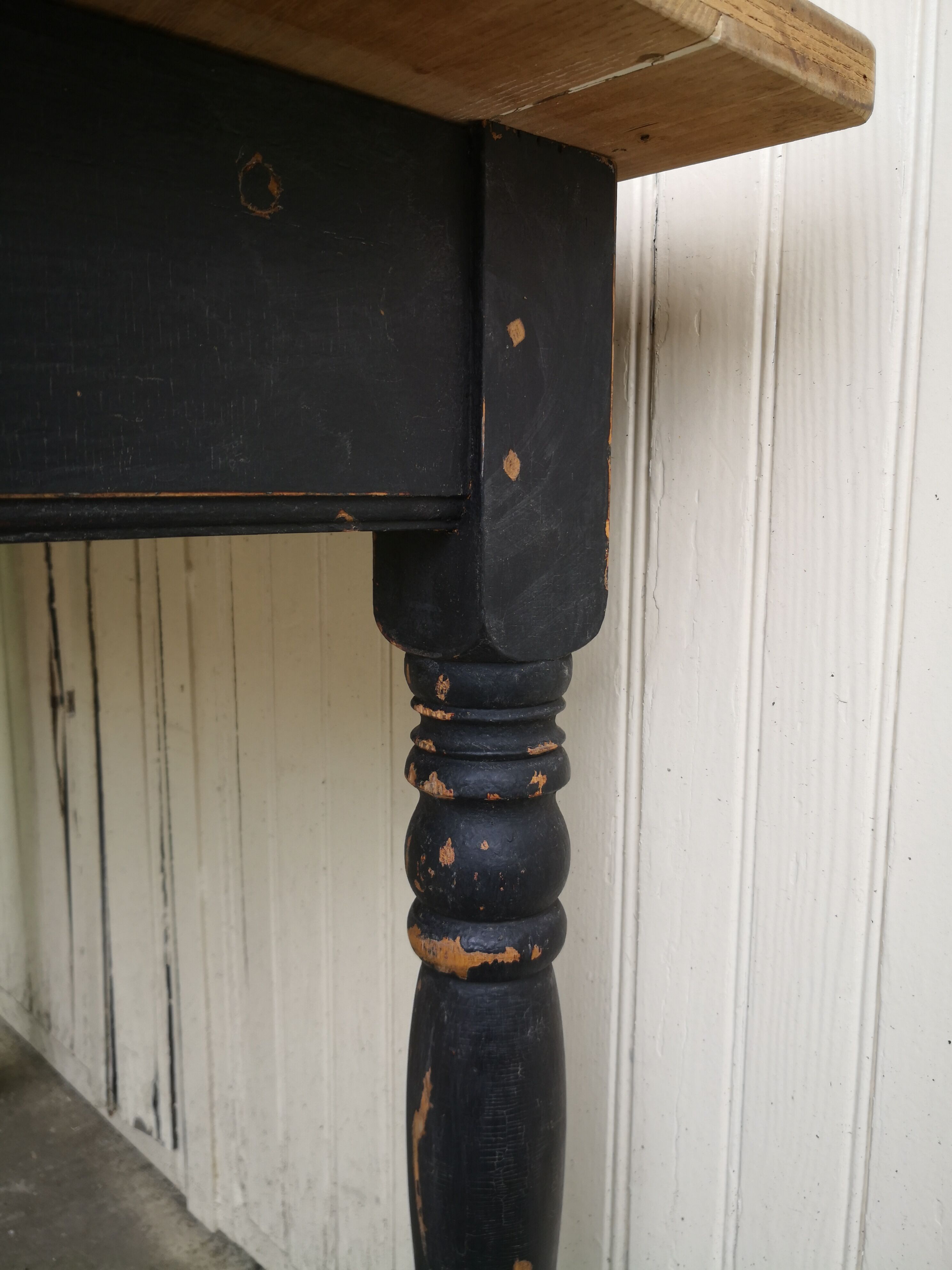 Vintage wooden farmhouse table