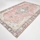 7x10 Vintage Salmon Pink & Navy Blue Vintage Persian Area Rug, 207x315 Cm