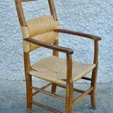 Brutalist straw armchair Folk art