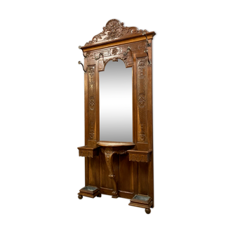 Coat rack Louis XV has oak console around 1850