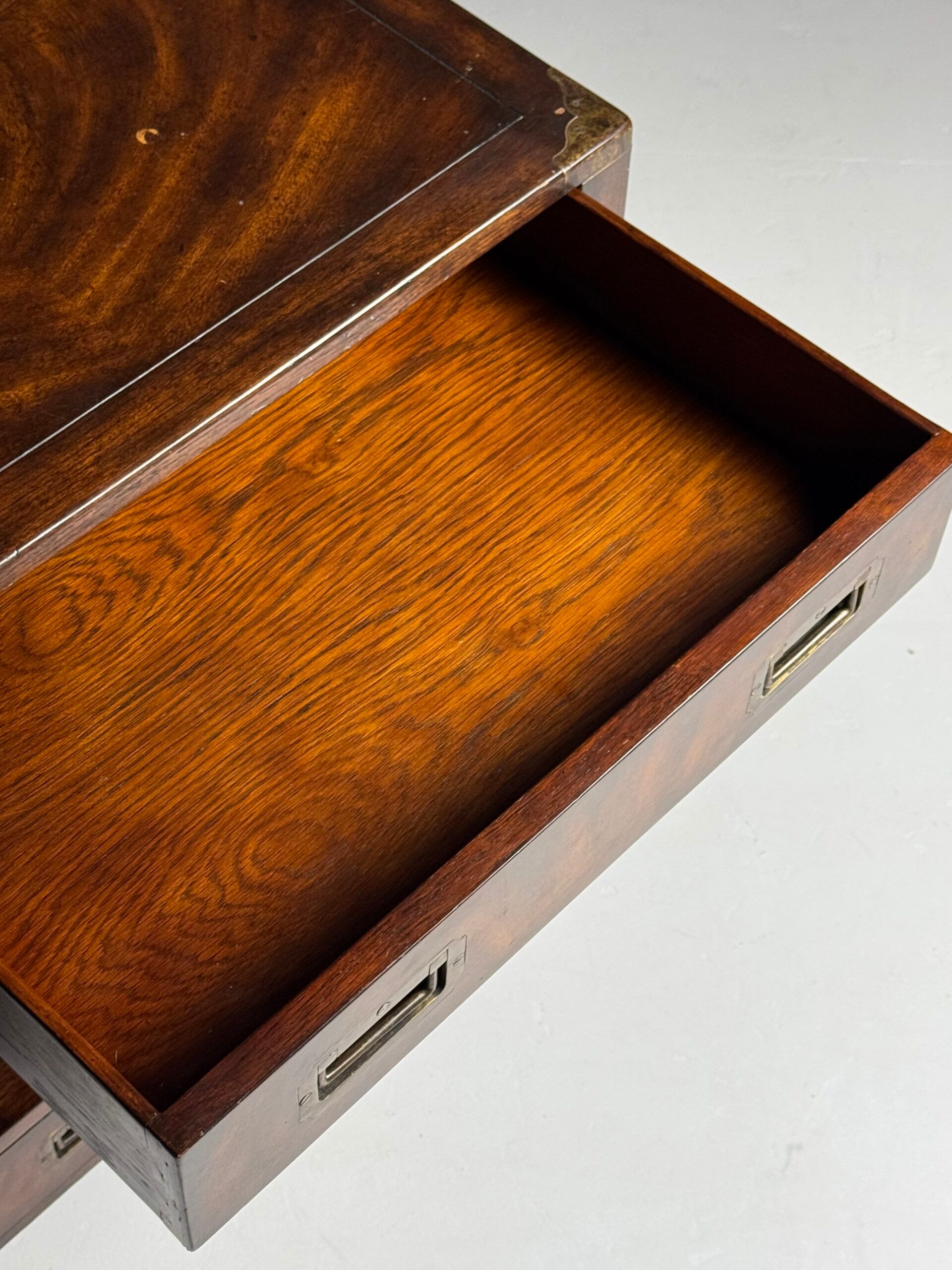 Campaign style mahogany coffee table