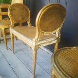 Set of Louis XVI-style bench and 2 chairs