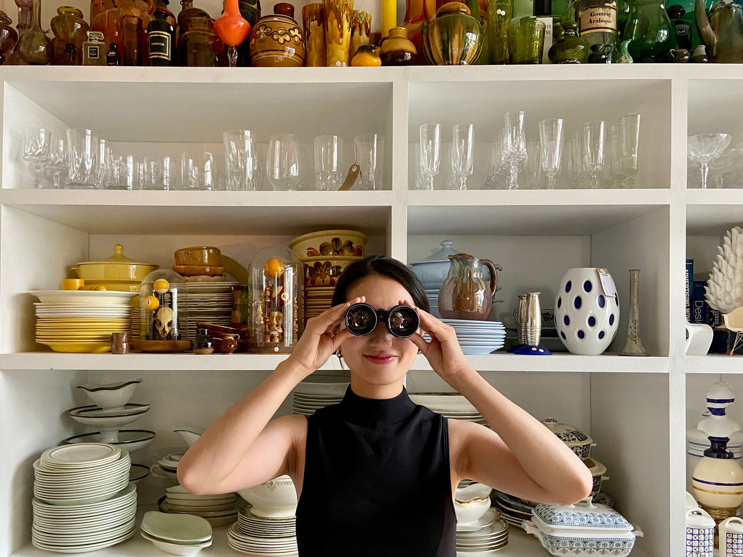 Black metal binoculars