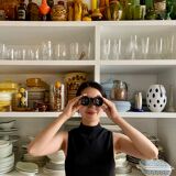 Black metal binoculars