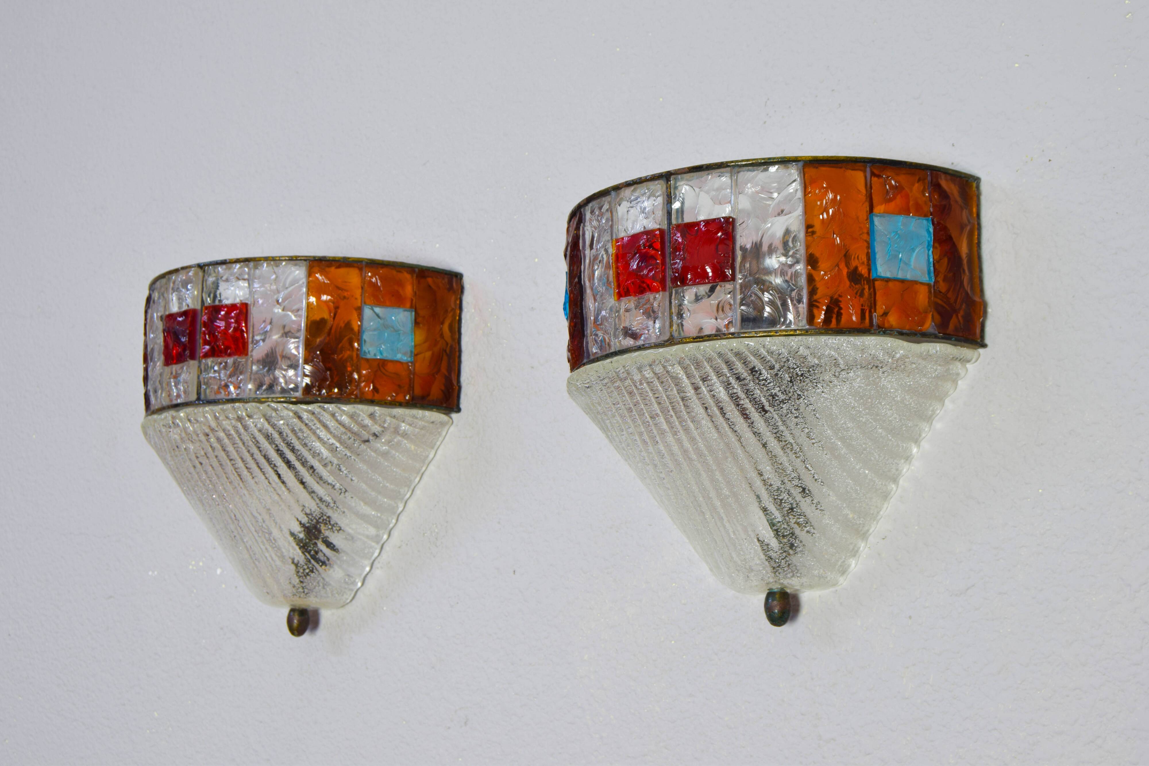 Set of Two Mid-Century Italian Modern Longobard Poliarte Sconces