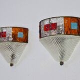 Set of Two Mid-Century Italian Modern Longobard Poliarte Sconces
