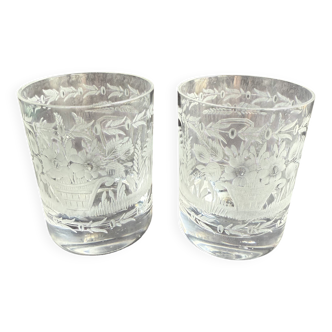 2 Whiskey Glasses – Engraved Crystal