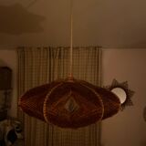 Scandinavian hanging lamp in stretched wool 1960