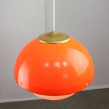 Suspension italienne Space Age en plexiglas orange et laiton, années 1970