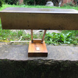 Bauhaus desk lamp gilded brass and teak