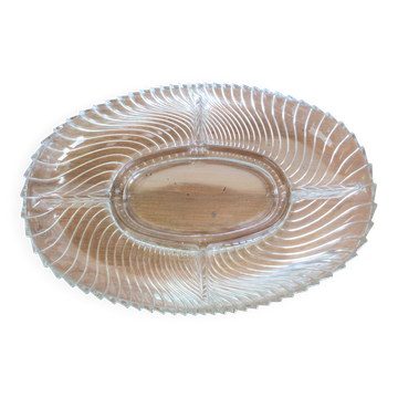 plat ovale à compartiments en verre