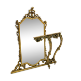Antique golden mirror with console