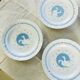 Set of 5 vintage dessert plates retro earthenware geese patterns stoneware moonlight