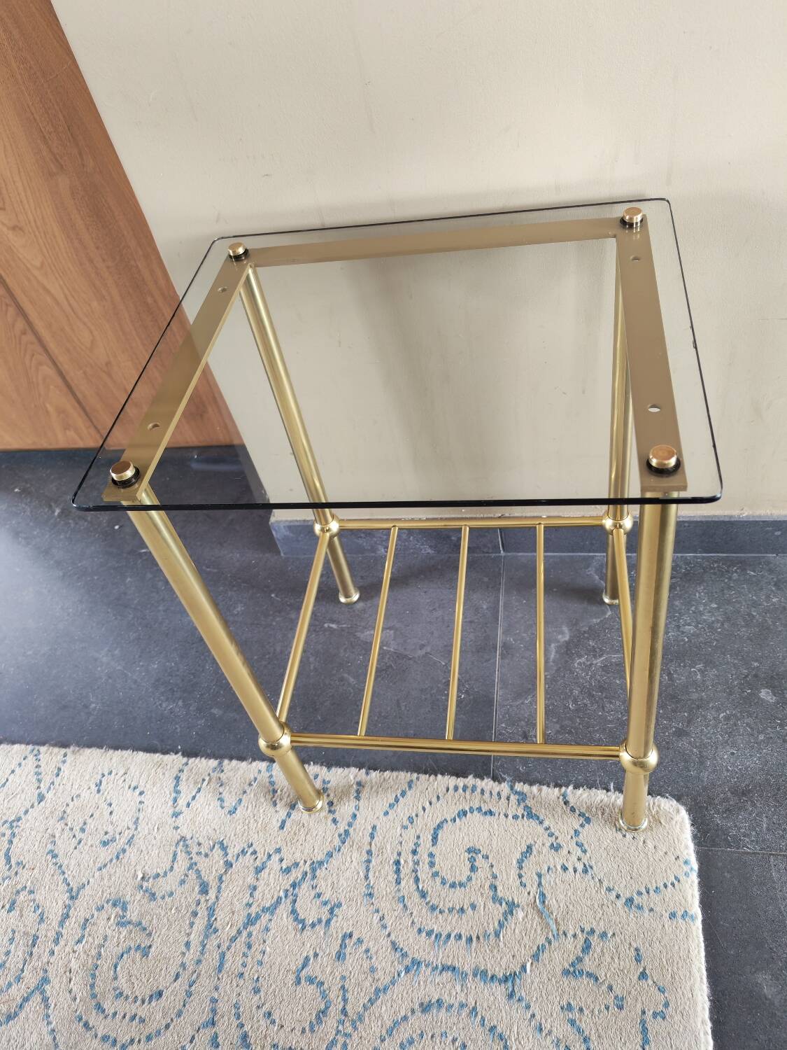 Table d'appoint vintage laiton et verre