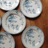 6 plates Gien Terre de Fer series "rooster"