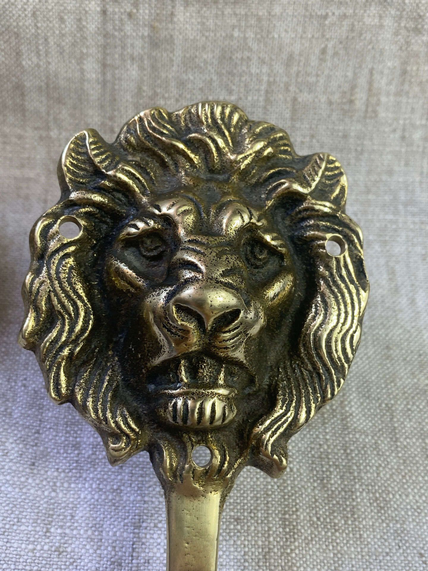 Lion head coat hooks in solid brass, Peerage England