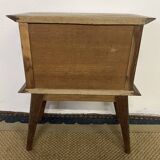 Bedside table with crossbars, vintage compass legs