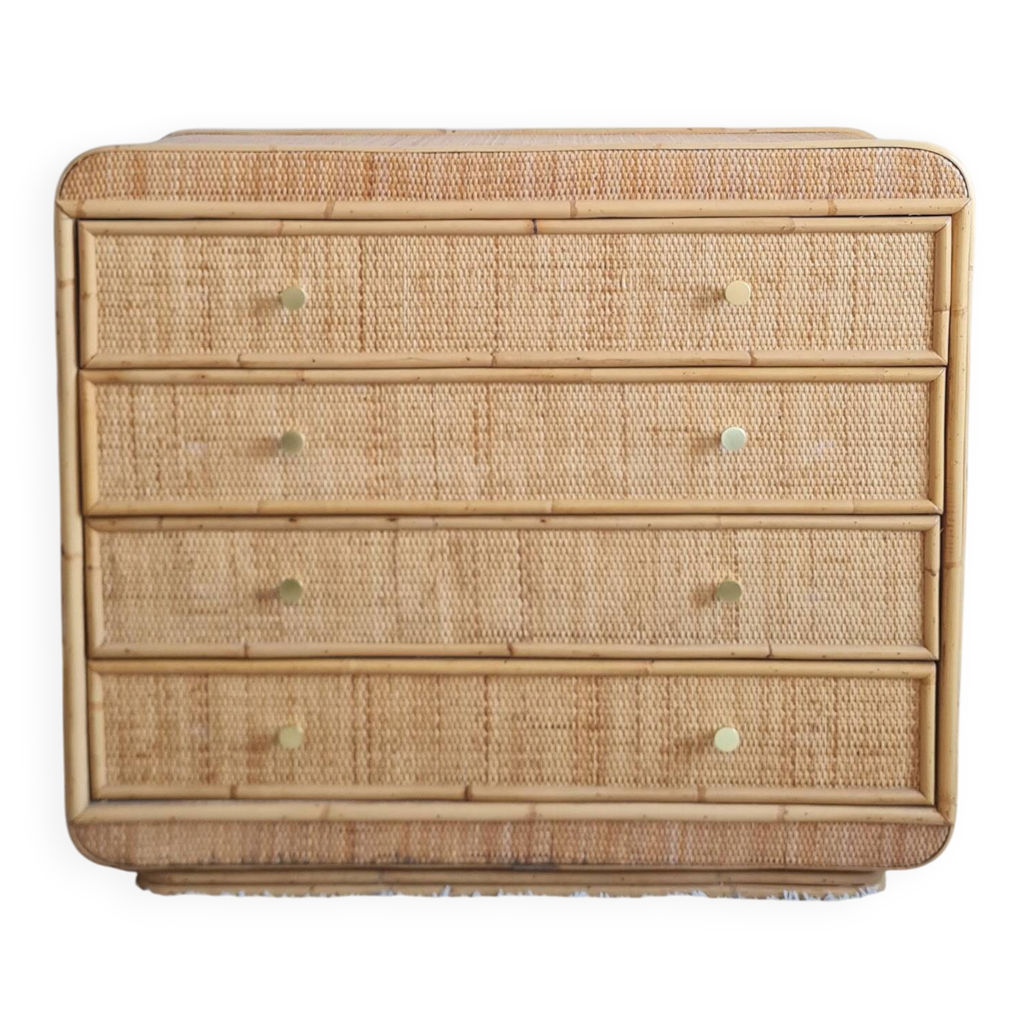 Vintage rattan chest of drawers