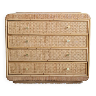 Vintage rattan chest of drawers