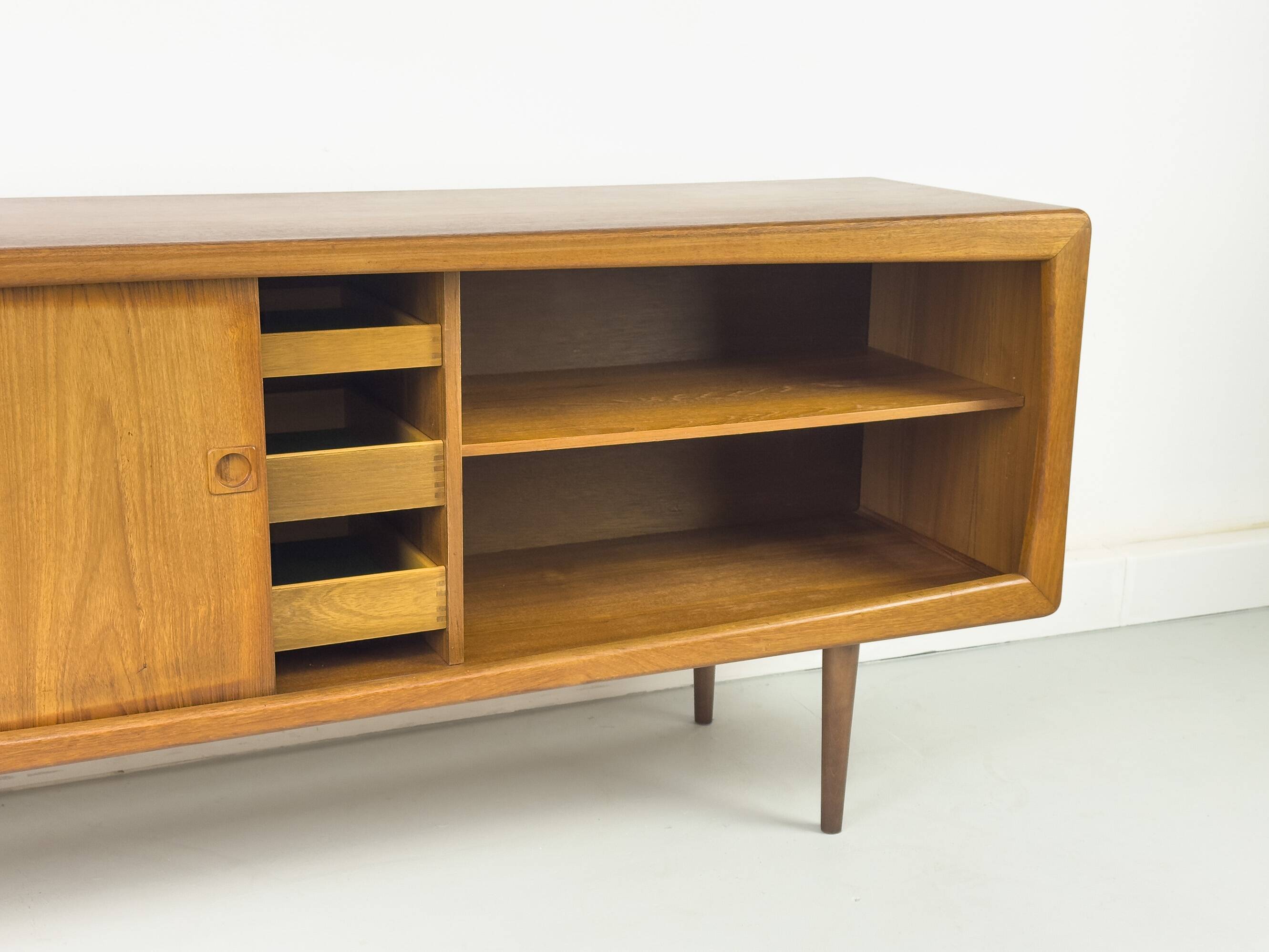 Vintage Teak Sideboard with Drawers and Sliding Doors, 1960s