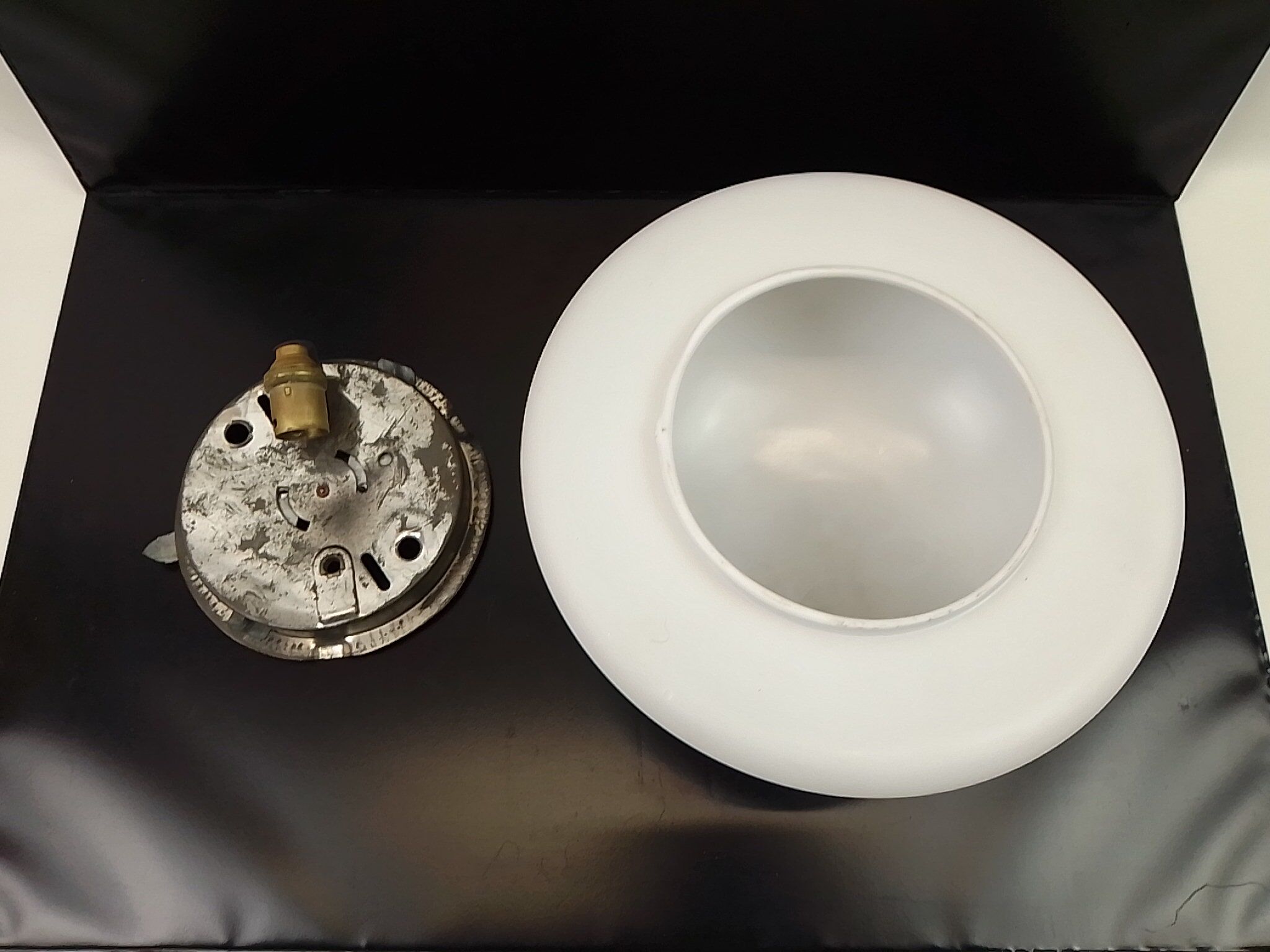 Opaline-style round glass ceiling light