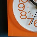Vintage clock square silent wall clock "Bauknecht orange white"