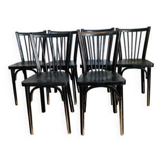 Set of 6 black Baumann N153 chairs