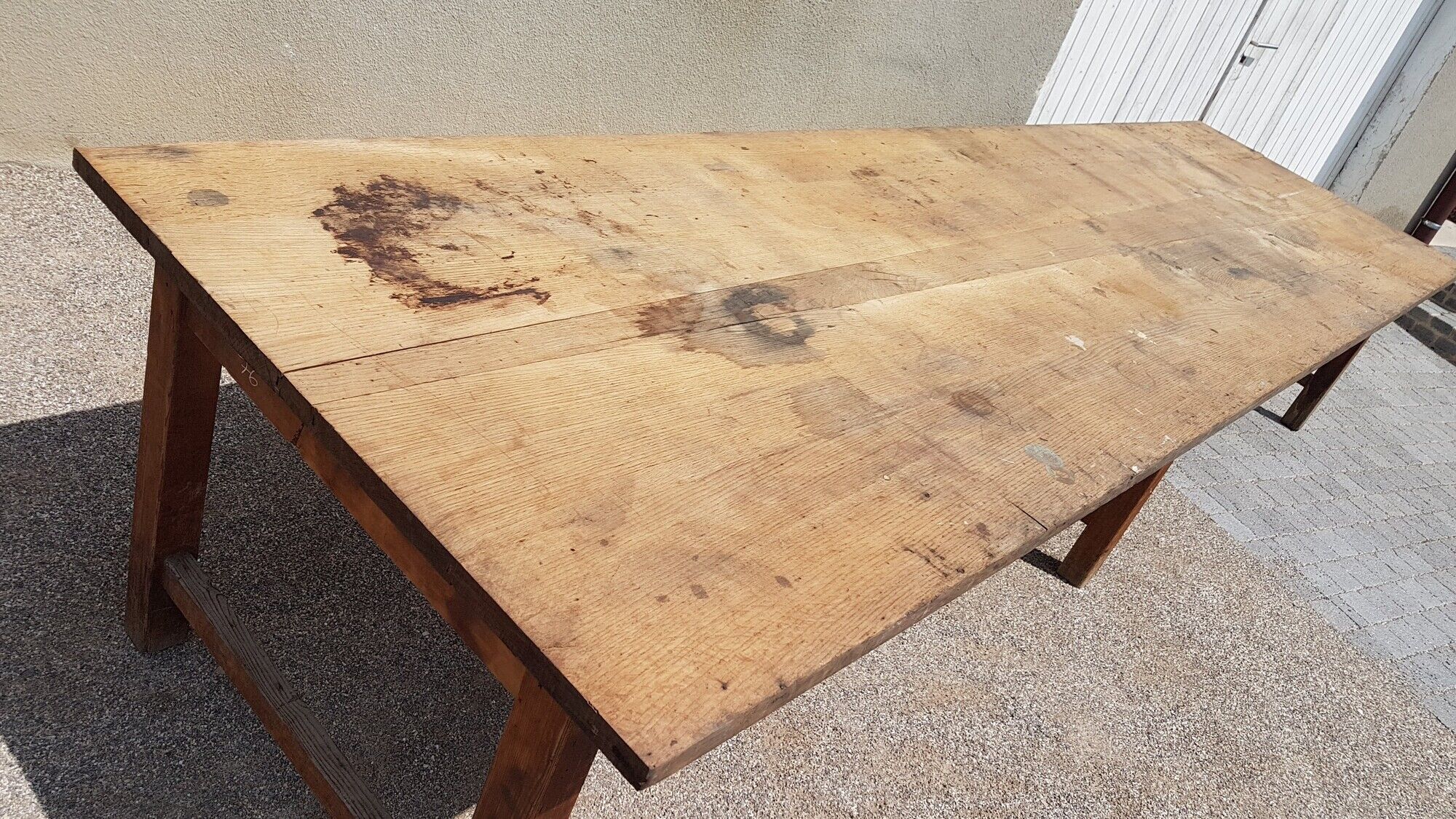 Large table 4 meters old silky Lyon old trade workshop