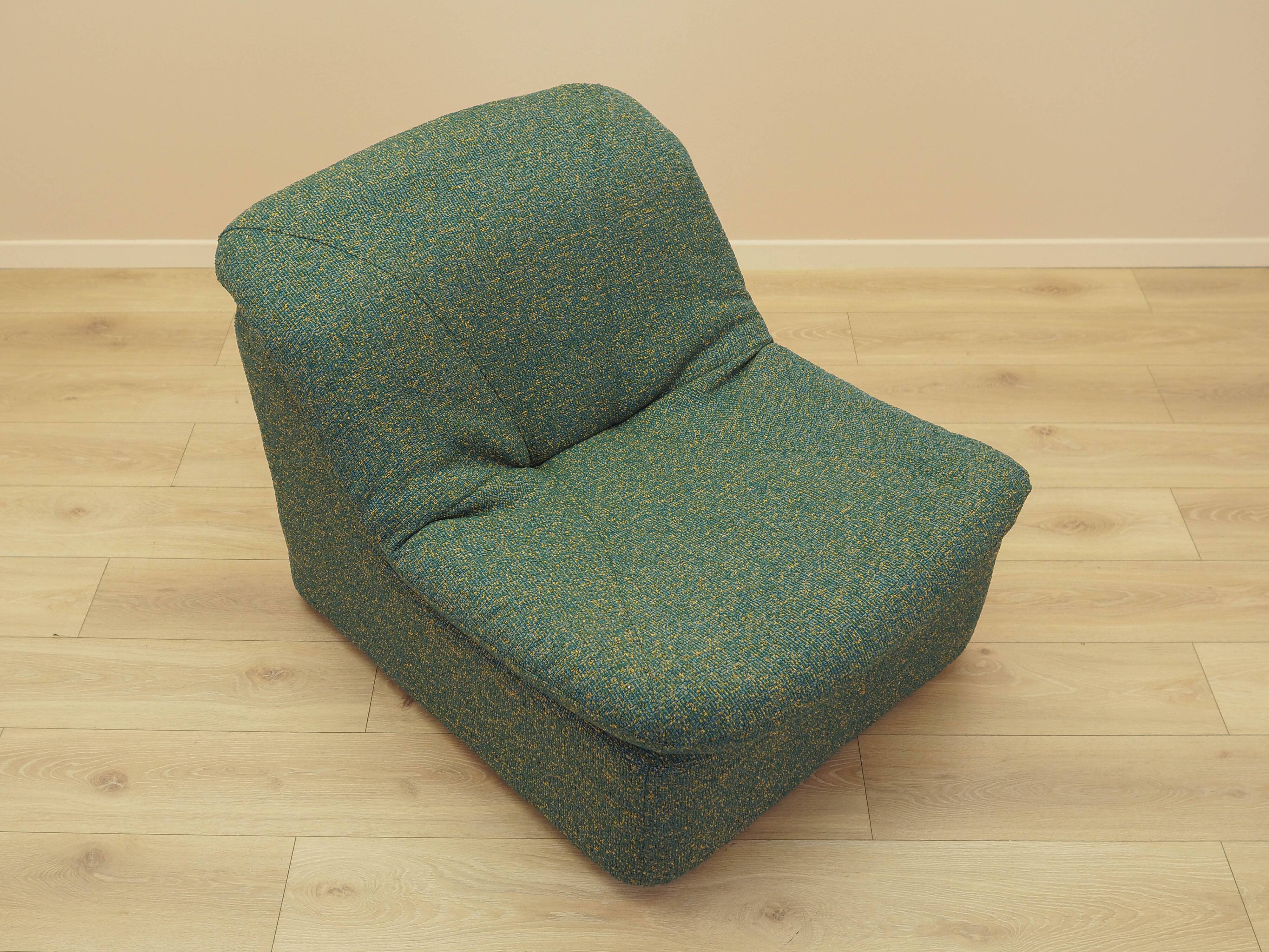 Green armchair, Italian design, 1970s, made in Italy