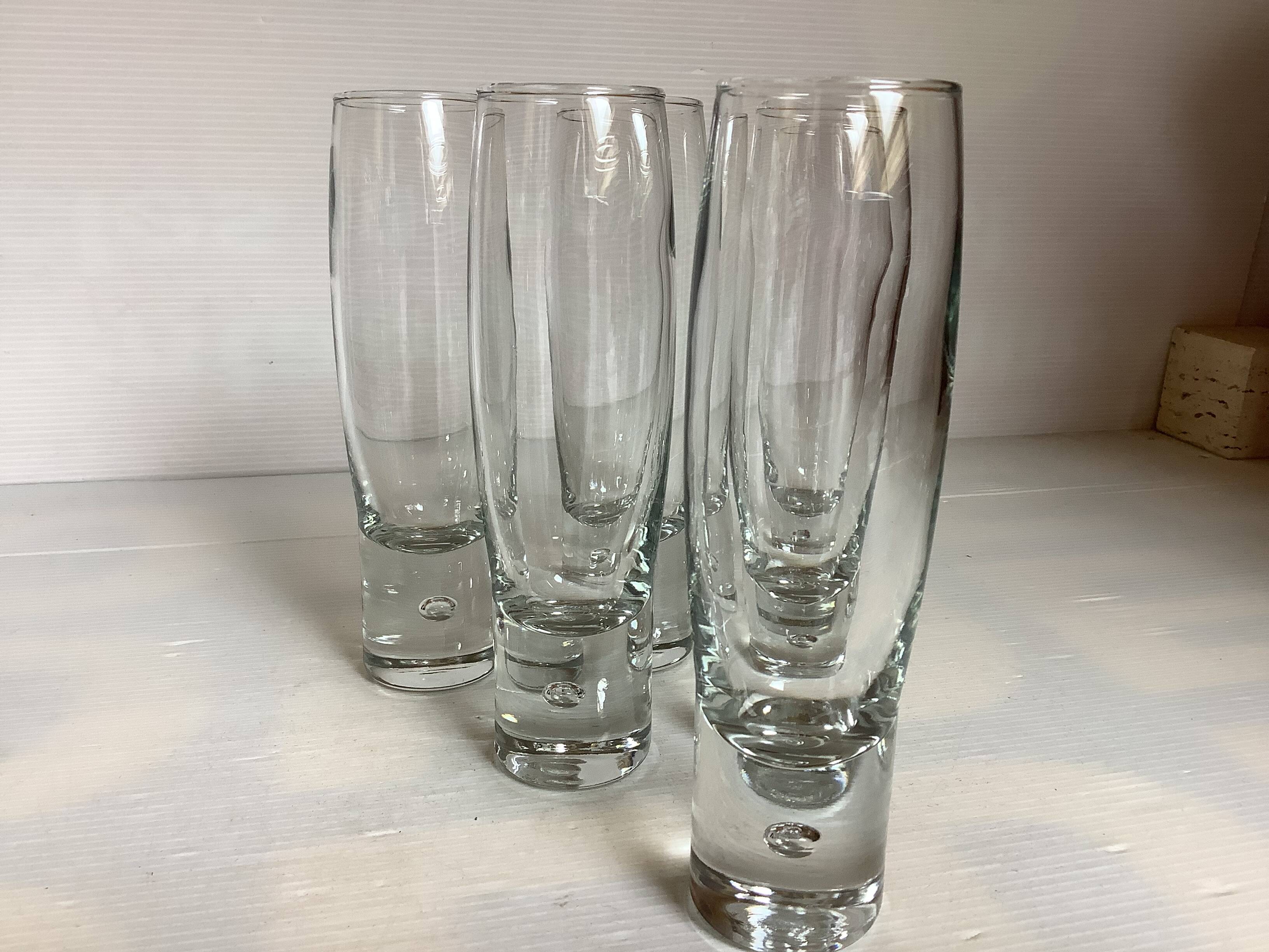 6 bubble flutes with a foot in the Kosta Boda style