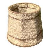 Vintage lampshade in woven beige wool with brown stripes from the 70s.
