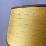 Classical wooden table lamp with silk half shade