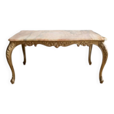 Vintage coffee table in Louis XV style with onyx and gilded brass.