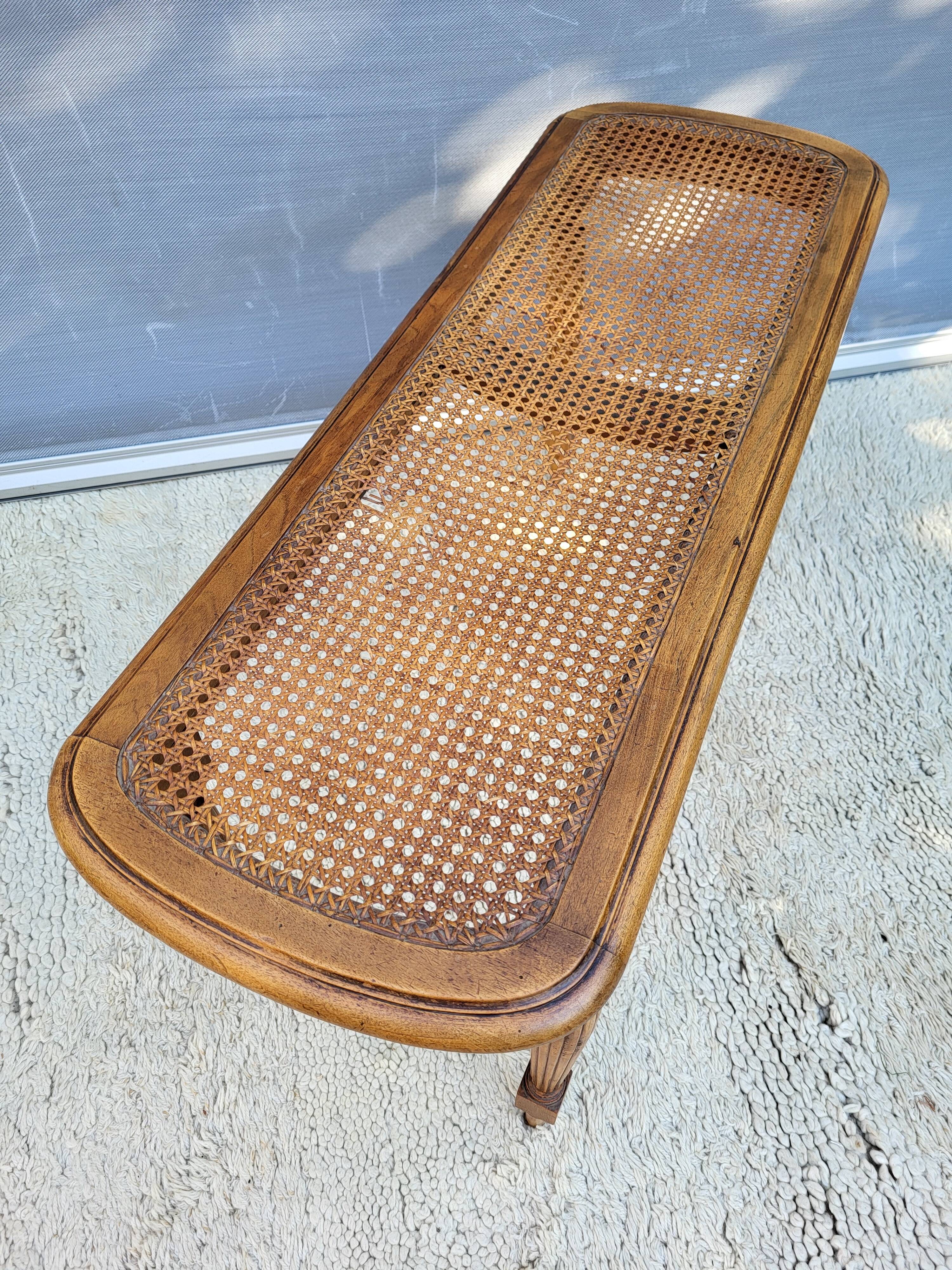 Louis XVI style piano bench in wood and cane