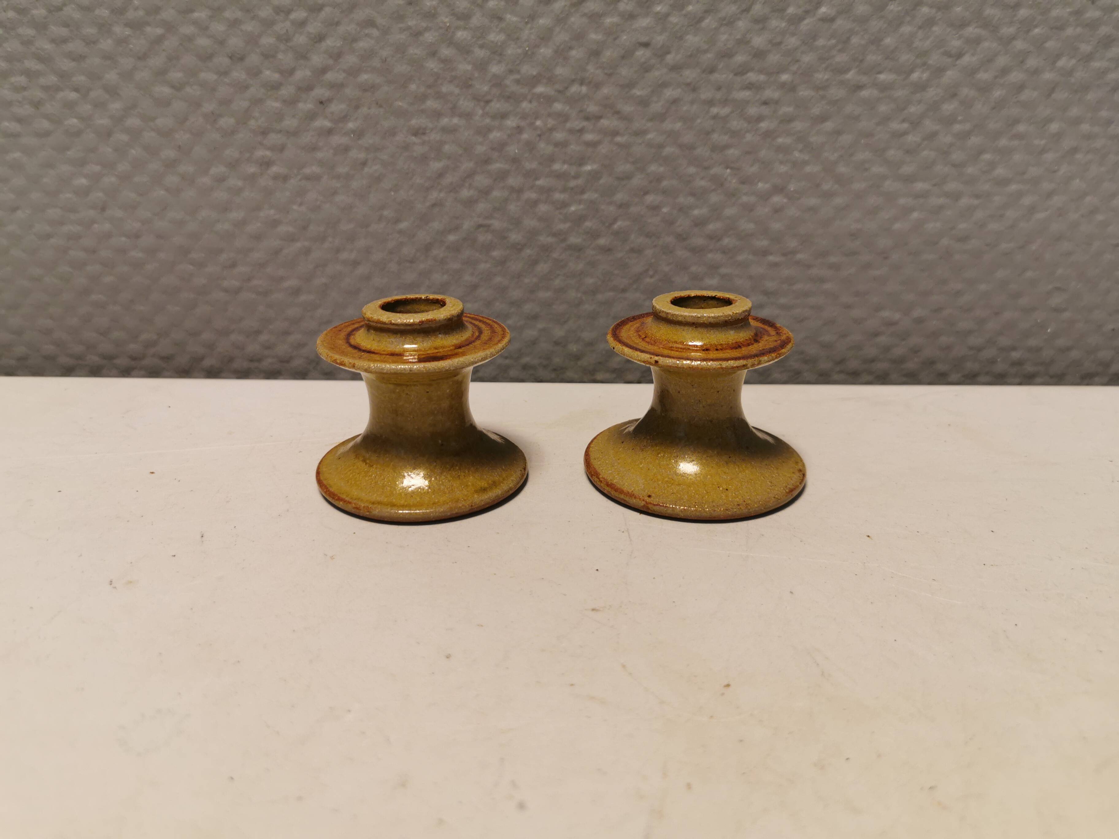 A set of ceramic candlesticks by L.Hjort Denmark 1970s.