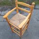 Chaise haute enfant paillée et bois vintage