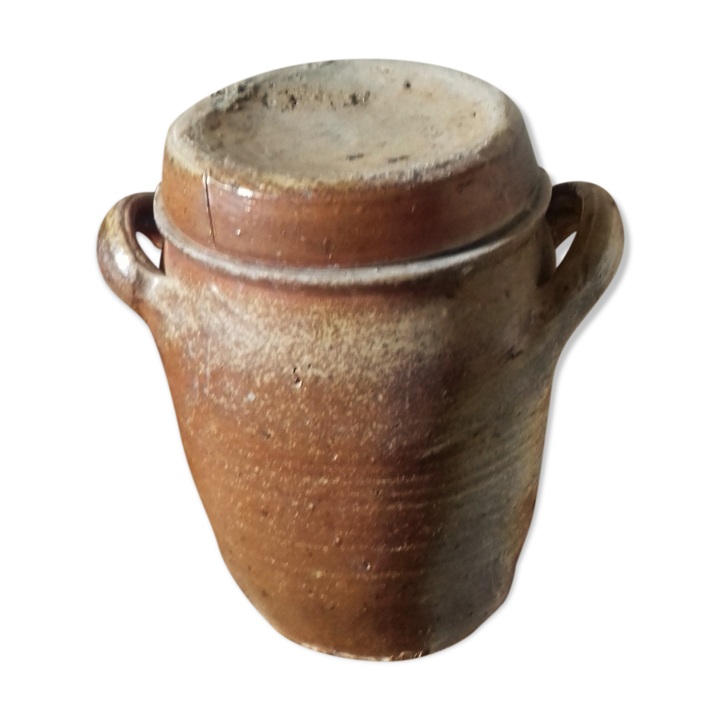 Terracota lid two handles pot