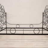 Antique wrought iron double bed, Italy 19th century