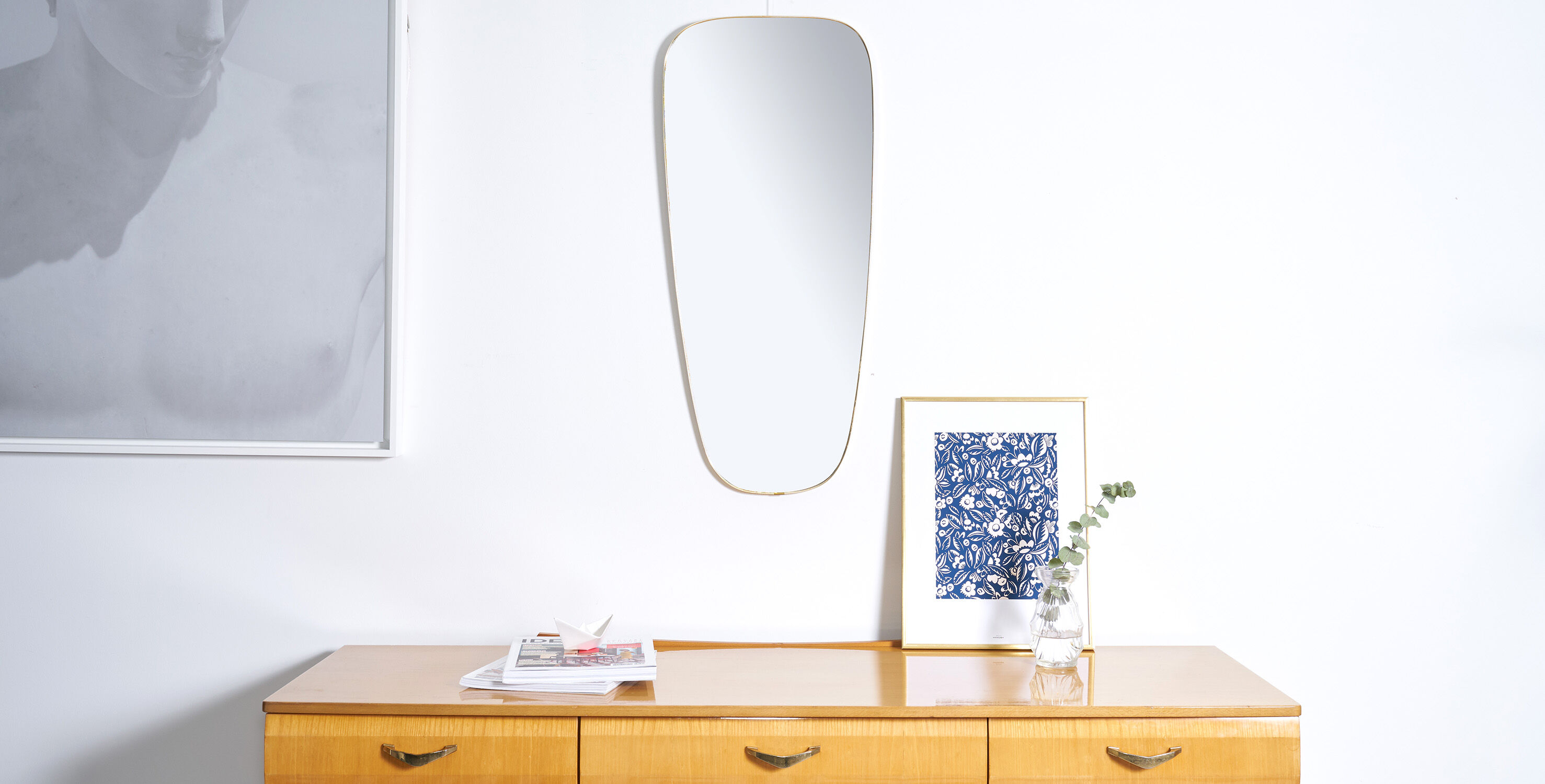 Miroir rétroviseur doré 1950