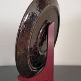 Vintage Dauphiné glazed terracotta dish Michèle Peyric Leaf decoration