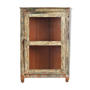 vitrine en bois patiné