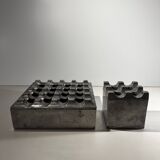 "Ultima15" set of 2 brutalist ashtrays, cast aluminum, ca 1970