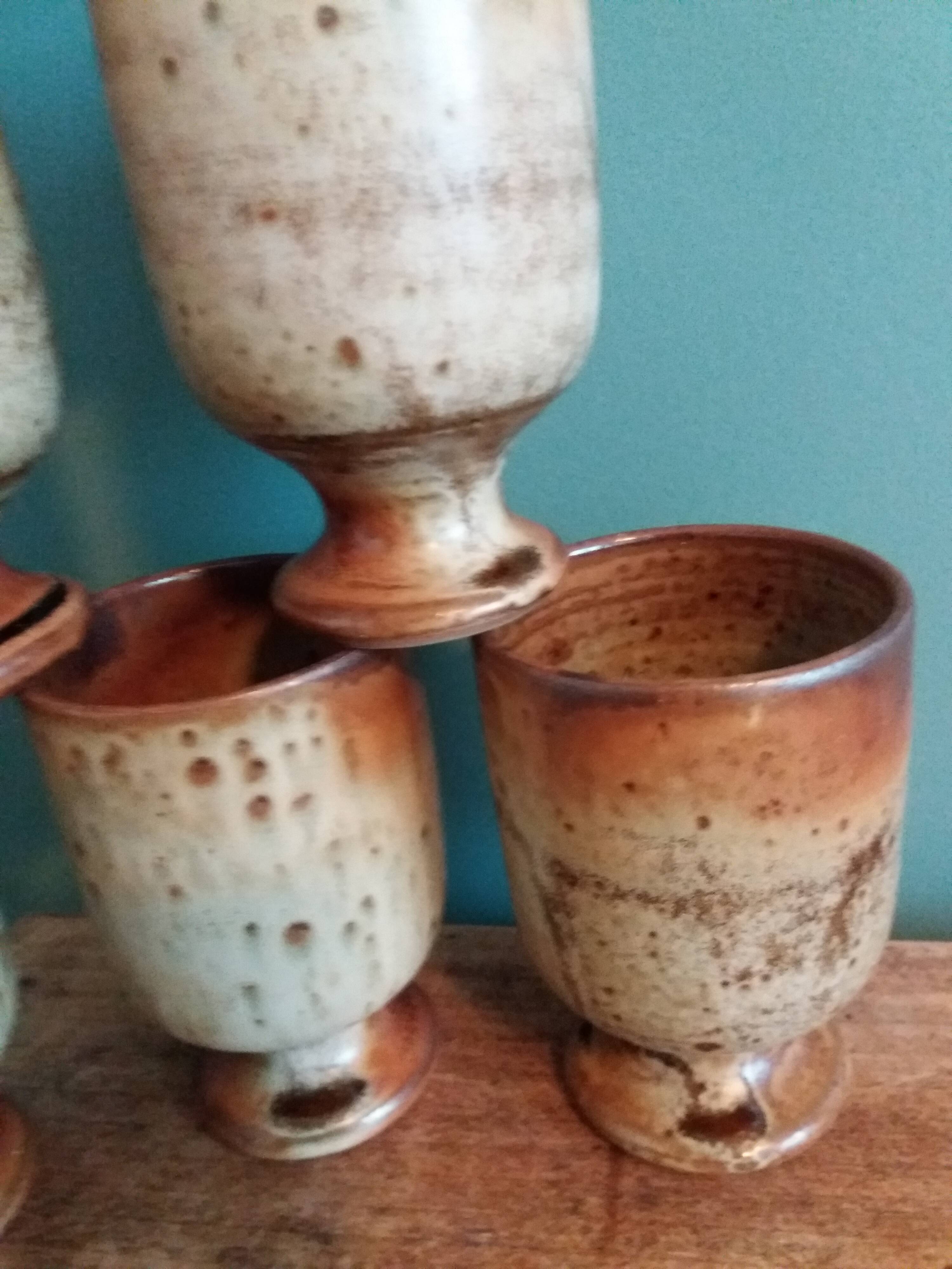 Mazagran cups, stoneware stemmed glasses from Puisaye, Jean-Pierre Prud’homme