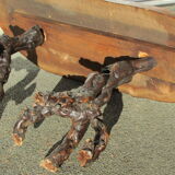 Brutalist coffee table in walnut and vine stocks