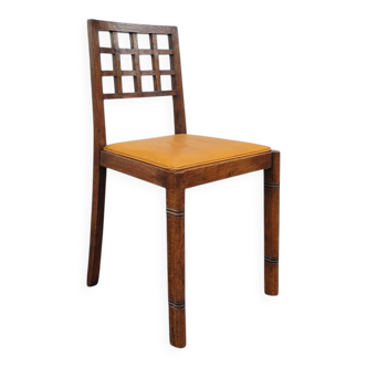 Chaise en chêne massif, Victor Courtray, Art Déco, 1930