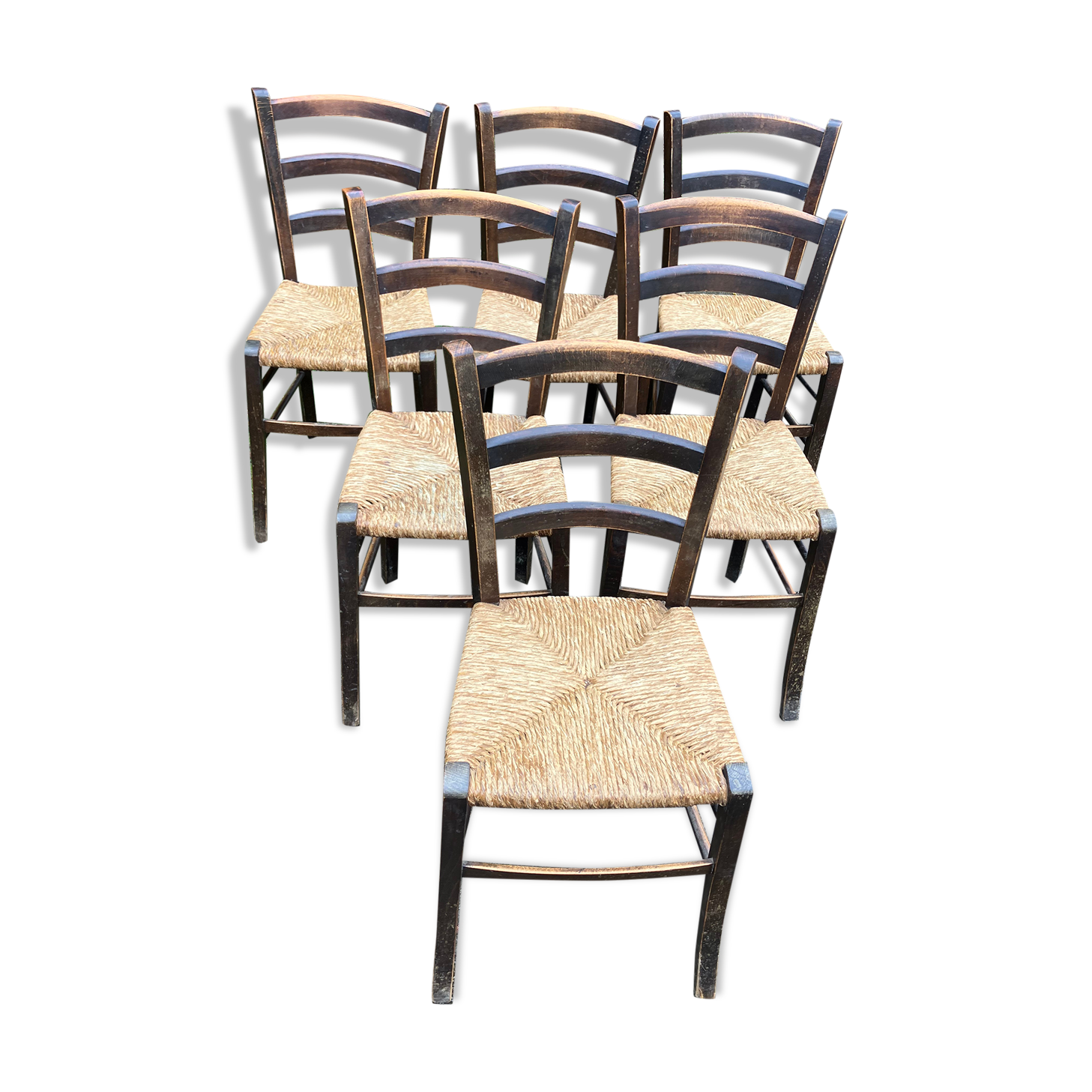 6 straw bistro chairs