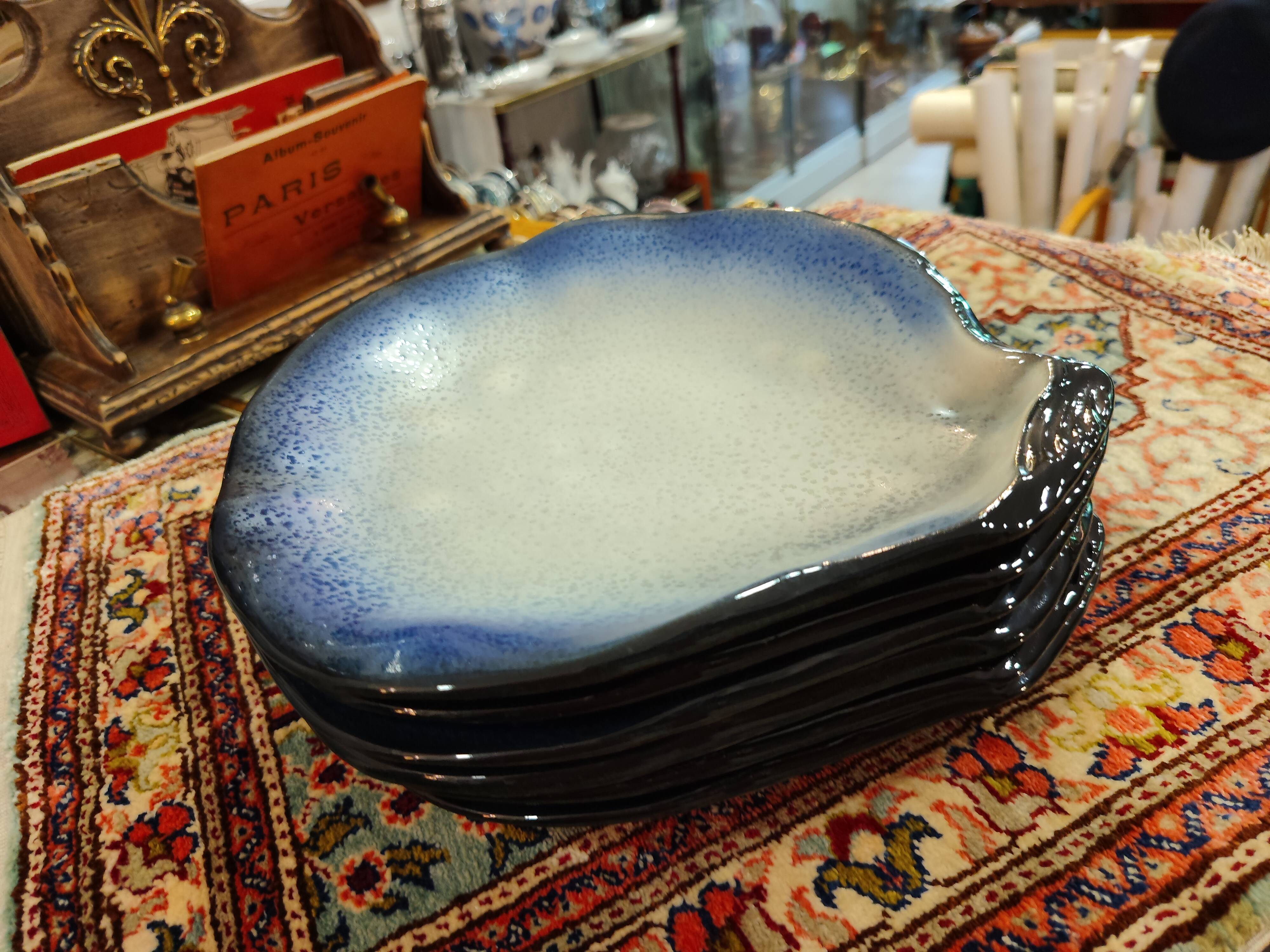 Set of 6 ceramic dishes by Pol Chambost from the 1950s.