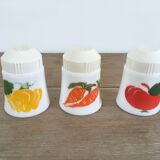 Trio of opaline salt shakers