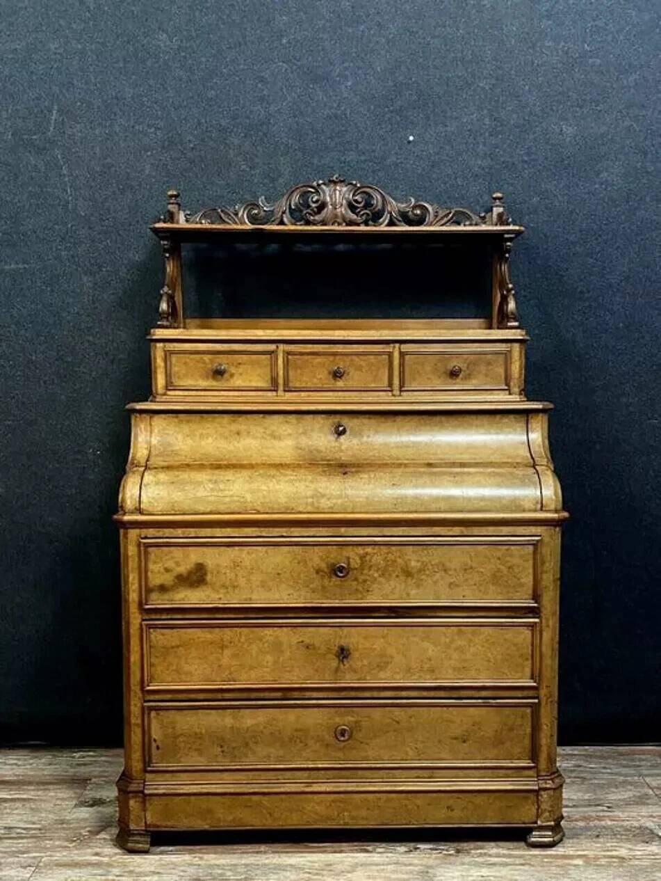 Louis Philippe period stepped chest of drawers in light wood circa 1830